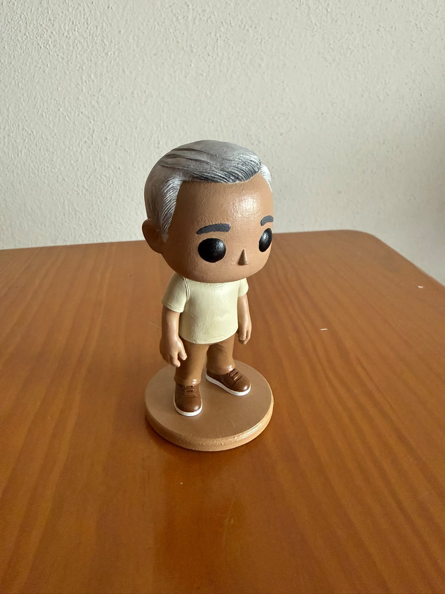 Custom pop-style resin figure, front view