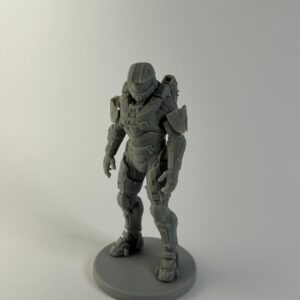 Custom 3D printed resin figure, front view, white background