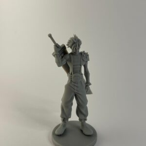 Custom 3D printed resin figure, front view, white background