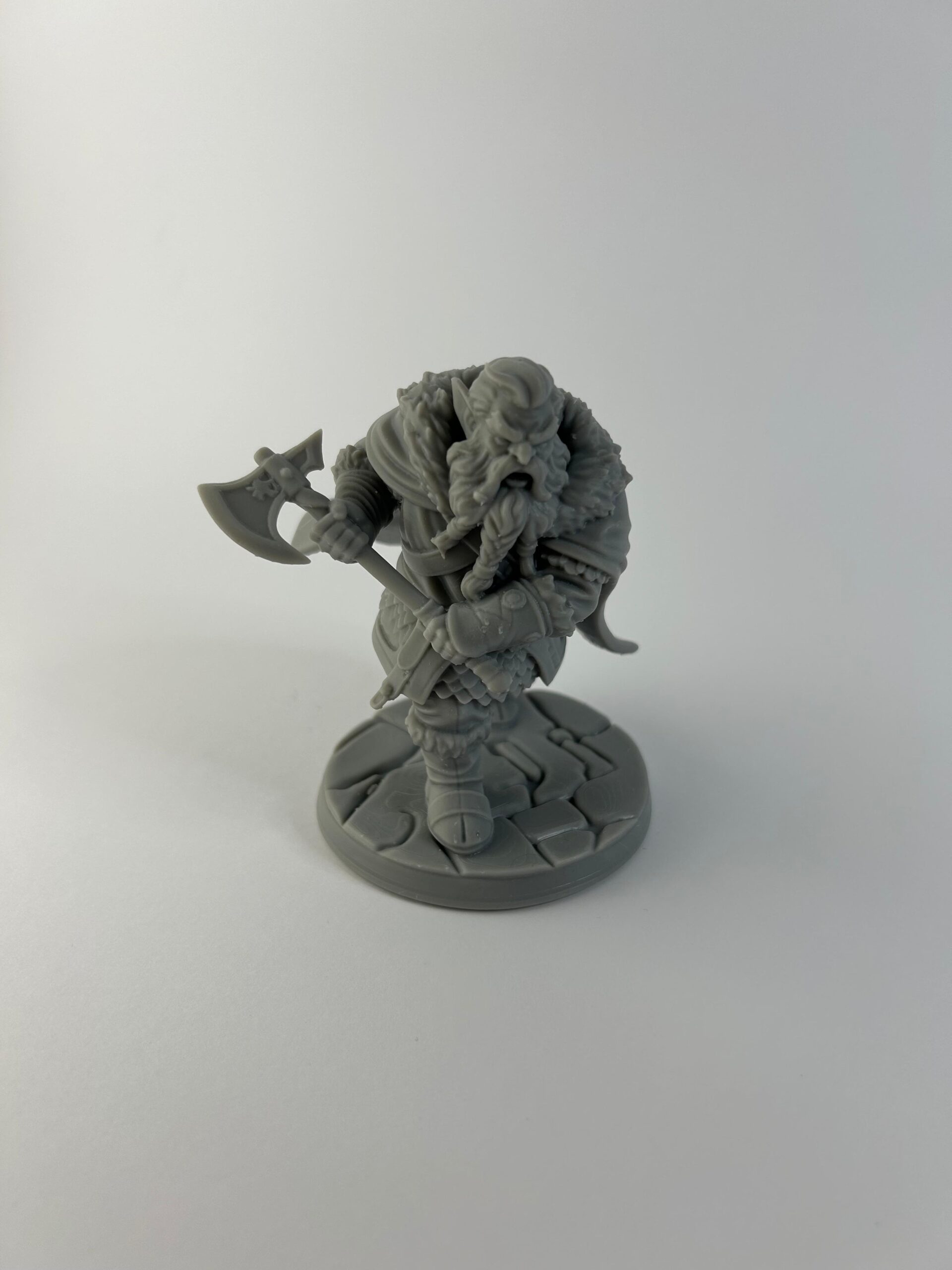 Custom 3D printed resin figure, front view